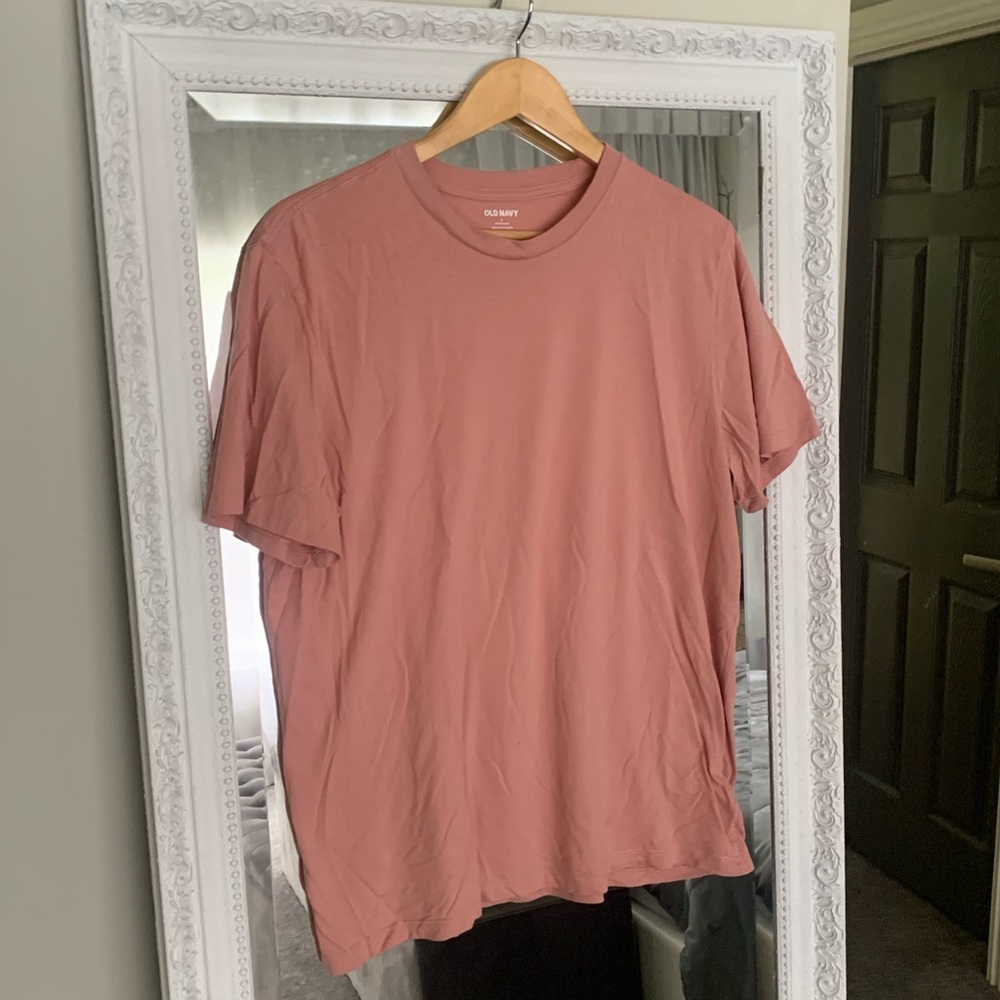 Salmon-Pink Plain T-Shirt • Old Navy • Large